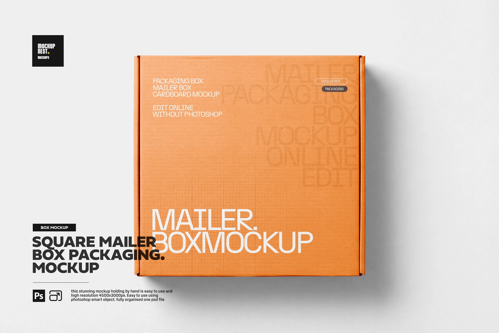Square Mailer Box Packaging Mockup