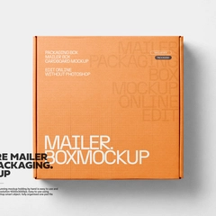 Square Mailer Box Packaging Mockup