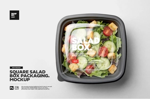 Square Salad Box Label Mockup