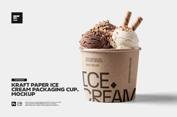 Kraft Paper Ice Cream Cup Mockup