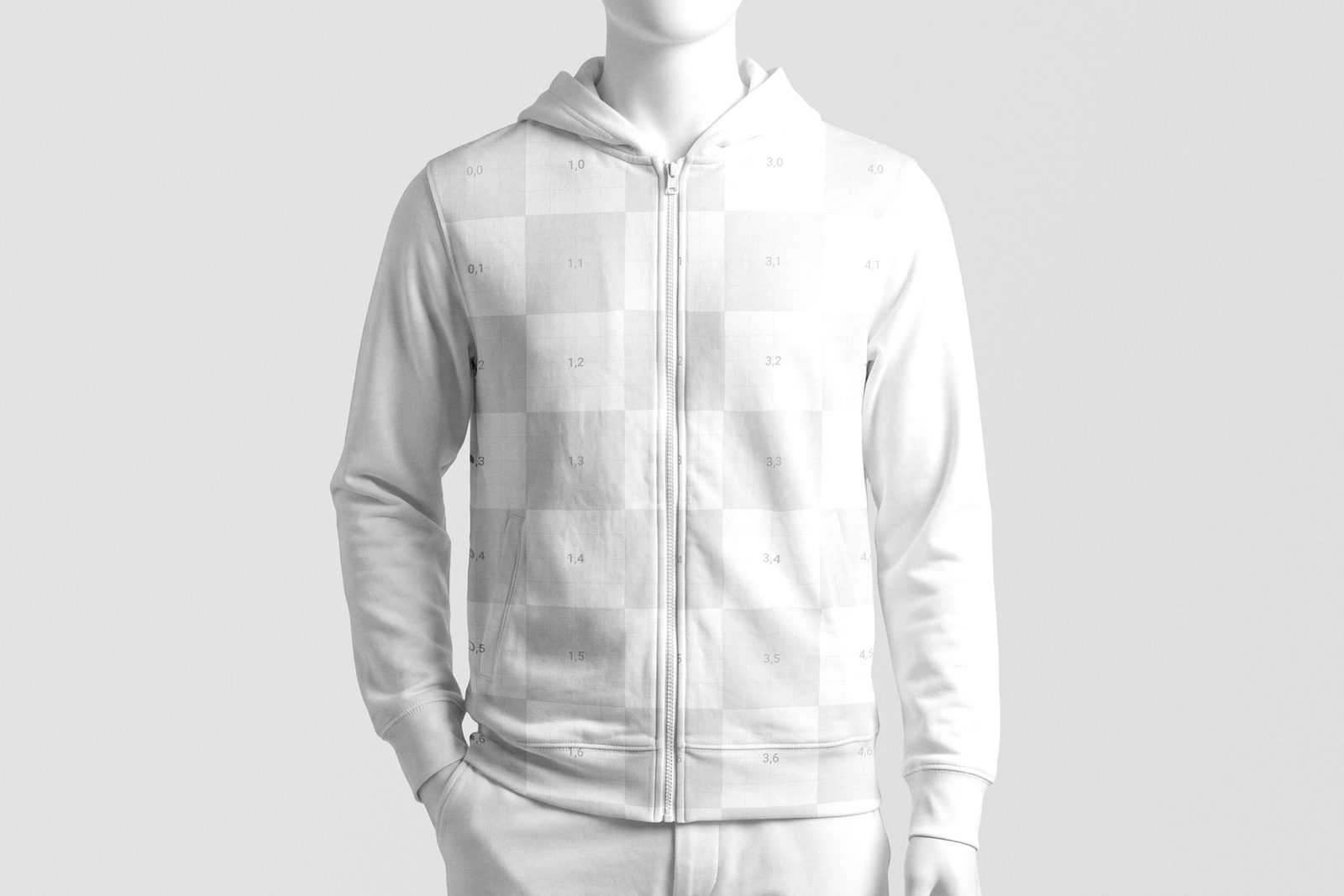 Free Zipped Hoodie Mockup on Mannequin