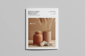 Front View US Letter Brochure Mockup with Soft Shadows