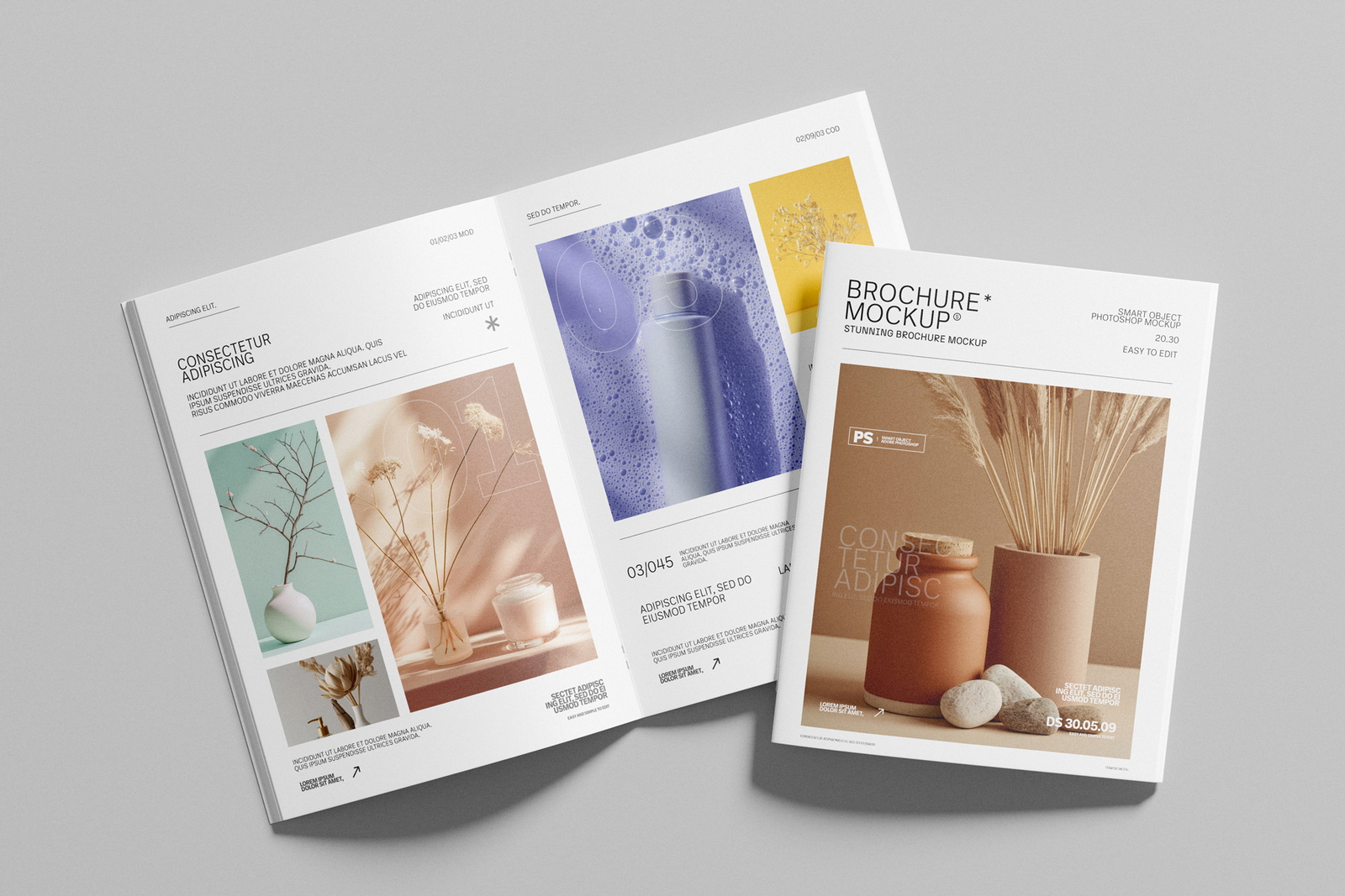 Perspective US Letter Brochure Mockup with Realistic Shadows - Premium PSD Mockup