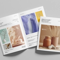 Perspective US Letter Brochure Mockup with Realistic Shadows