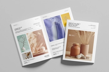 Perspective US Letter Brochure Mockup with Realistic Shadows