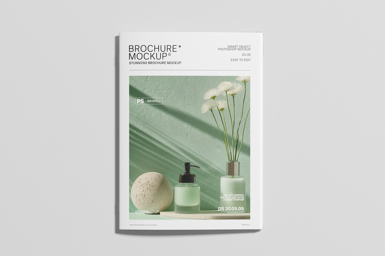 A4 Brochure Cover Mockup with Soft Shadows