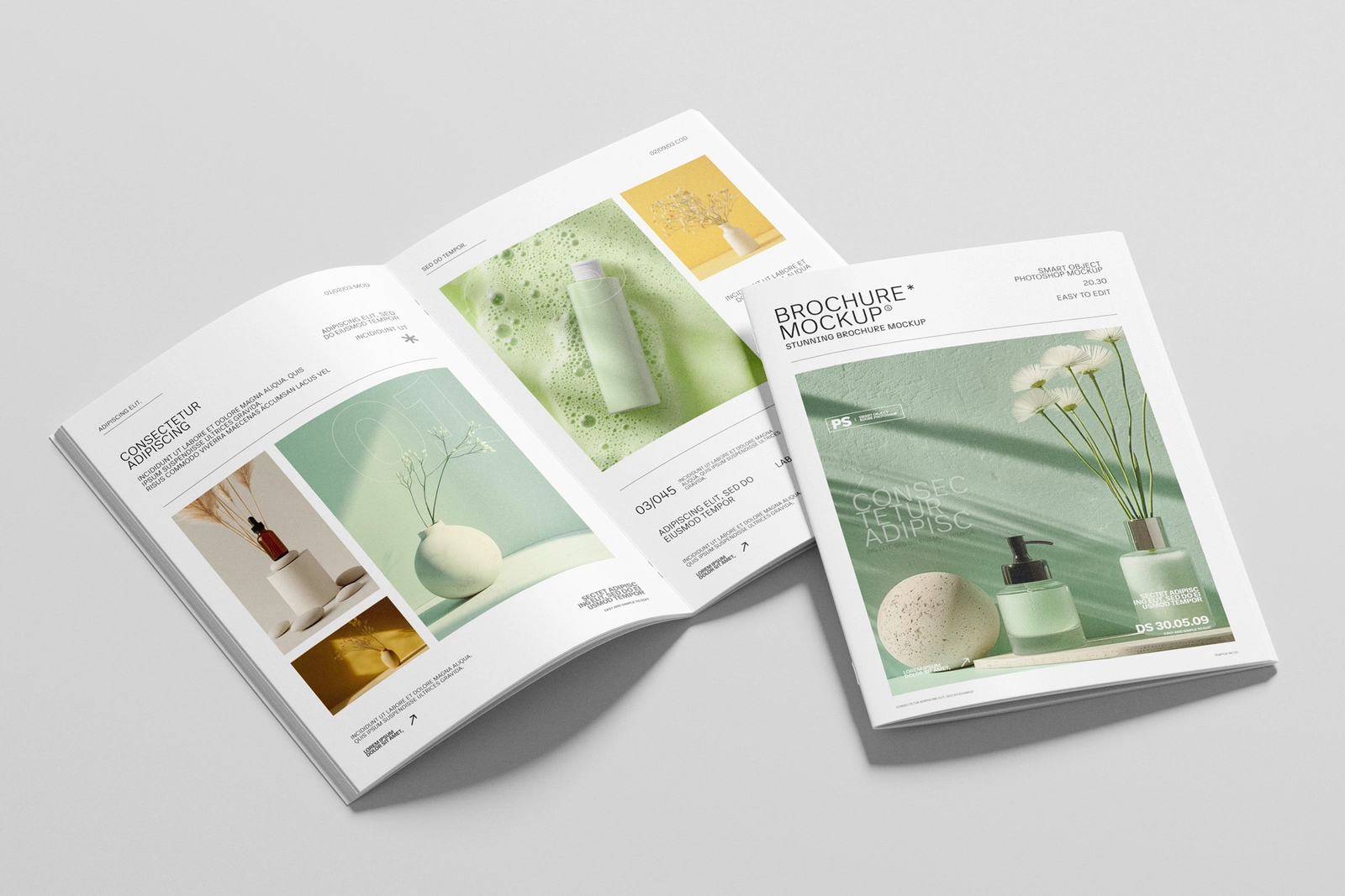 Angled A4 Brochure Mockup on Clean Surface