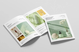 Angled A4 Brochure Mockup on Clean Surface