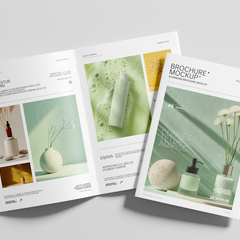 Perspective A4 Brochure Mockup with Realistic Shadows