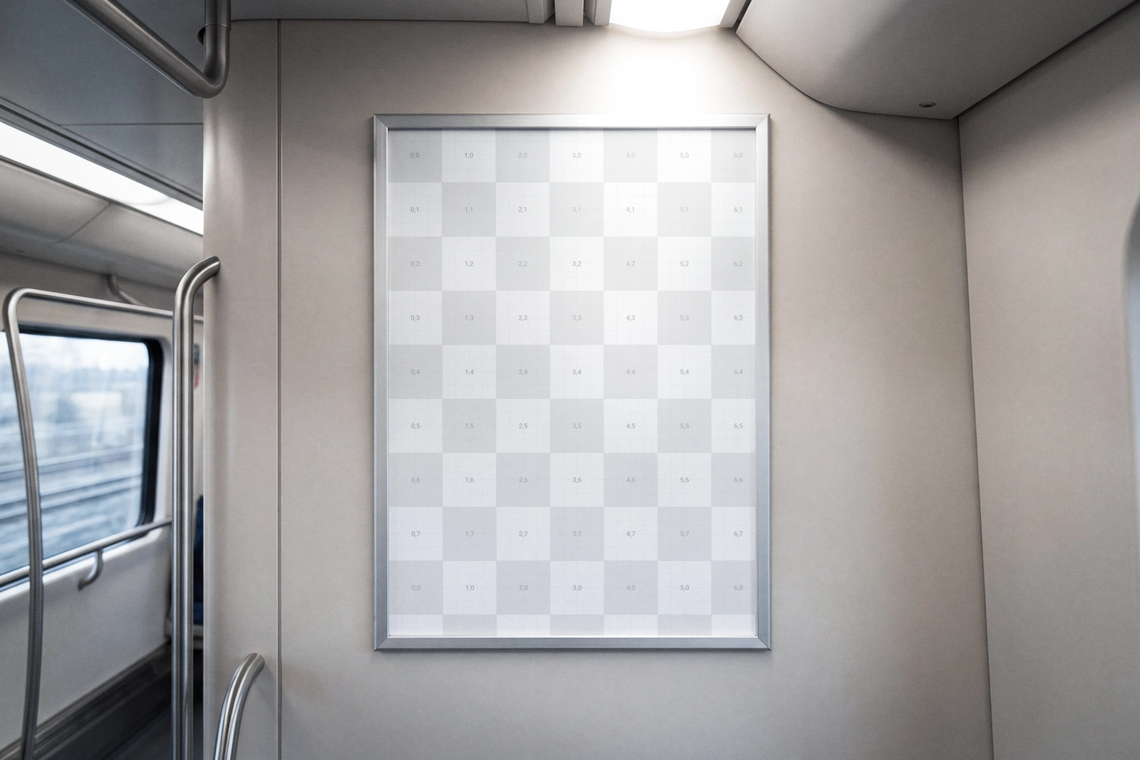 Modern Train Poster Mockup Clean Interior Scene