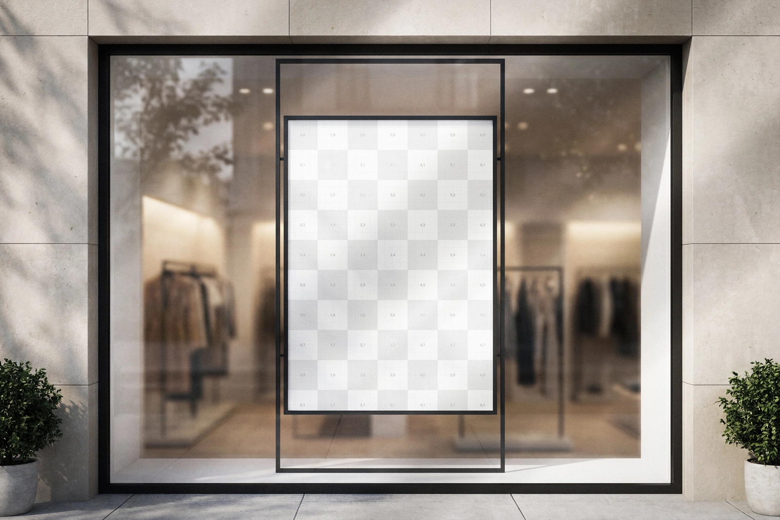 Free Storefront Window Poster Mockup Realistic Retail Display