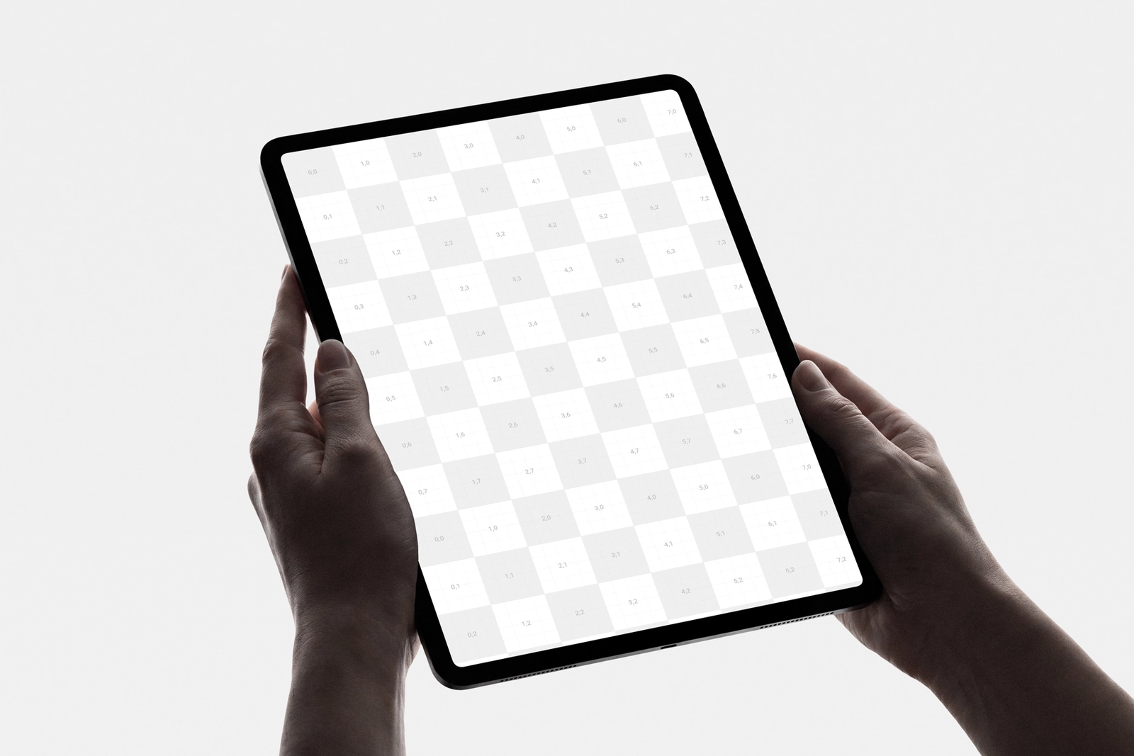 iPad Pro Mockup Held in Two Hands Portrait Style