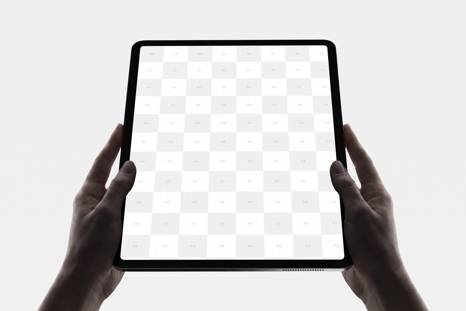 Front View iPad Pro Mockup Holding in Both Hands