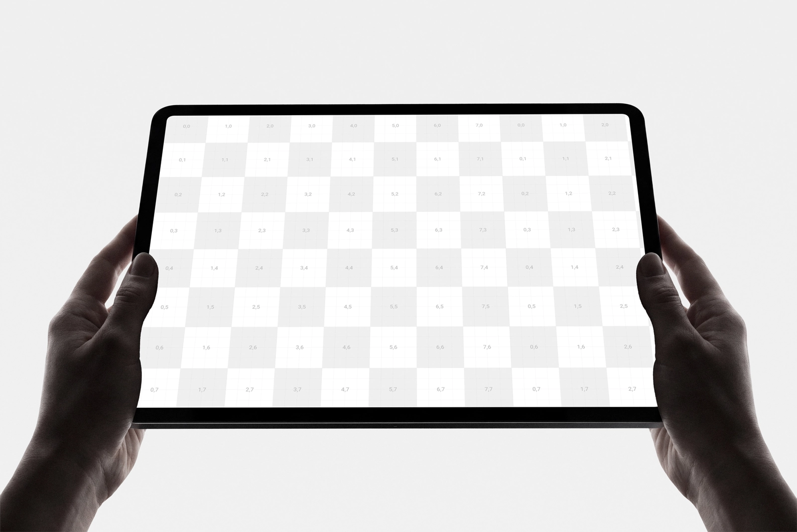 iPad Pro Holding by Hands Mockup in Front View