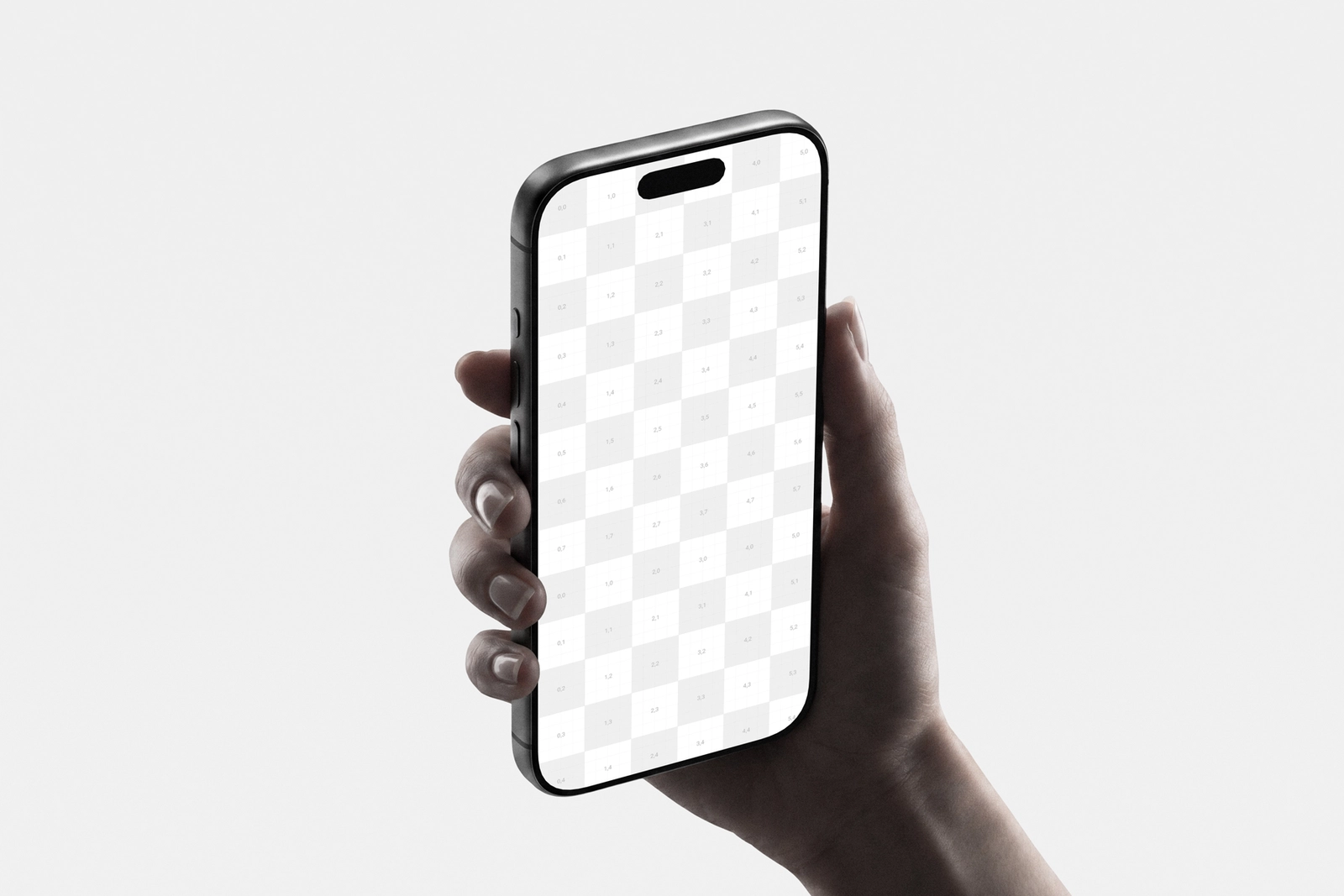 iPhone 17 Pro Mockup Holding in Hand Tilted Perspective