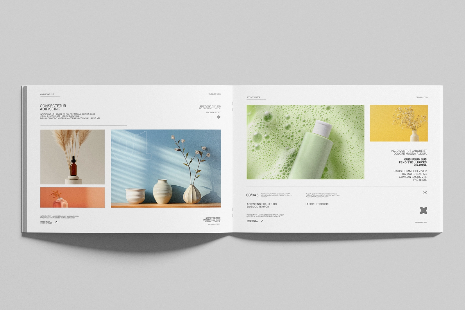 Open A4 Landscape Brochure Mockup on Clean Background