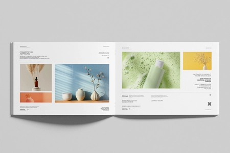 Open A4 Landscape Brochure Mockup on Clean Background