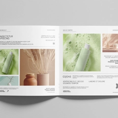 Open Square Brochure Mockup on Minimal Grey Surface