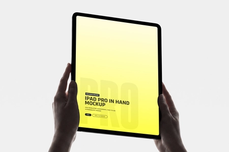 iPad Pro in Hand Mockup with Angled Portrait View