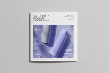 Square Brochure Cover Mockup with Soft Shadow Display