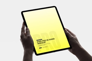 iPad Pro Mockup Held in Two Hands Portrait Style