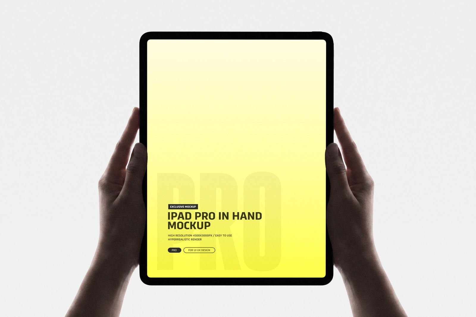 Portrait iPad Pro Mockup Floating on Clean Background