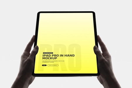 Front View iPad Pro Mockup Holding in Both Hands