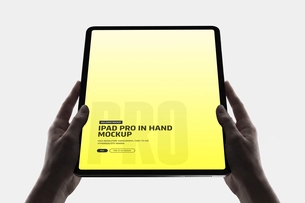 Front View iPad Pro Mockup Holding in Both Hands
