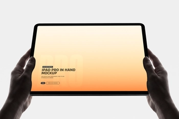 iPad Pro Holding by Hands Mockup in Front View
