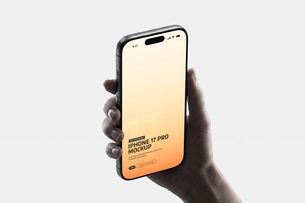 iPhone 17 Pro Mockup Holding in Hand Tilted Perspective