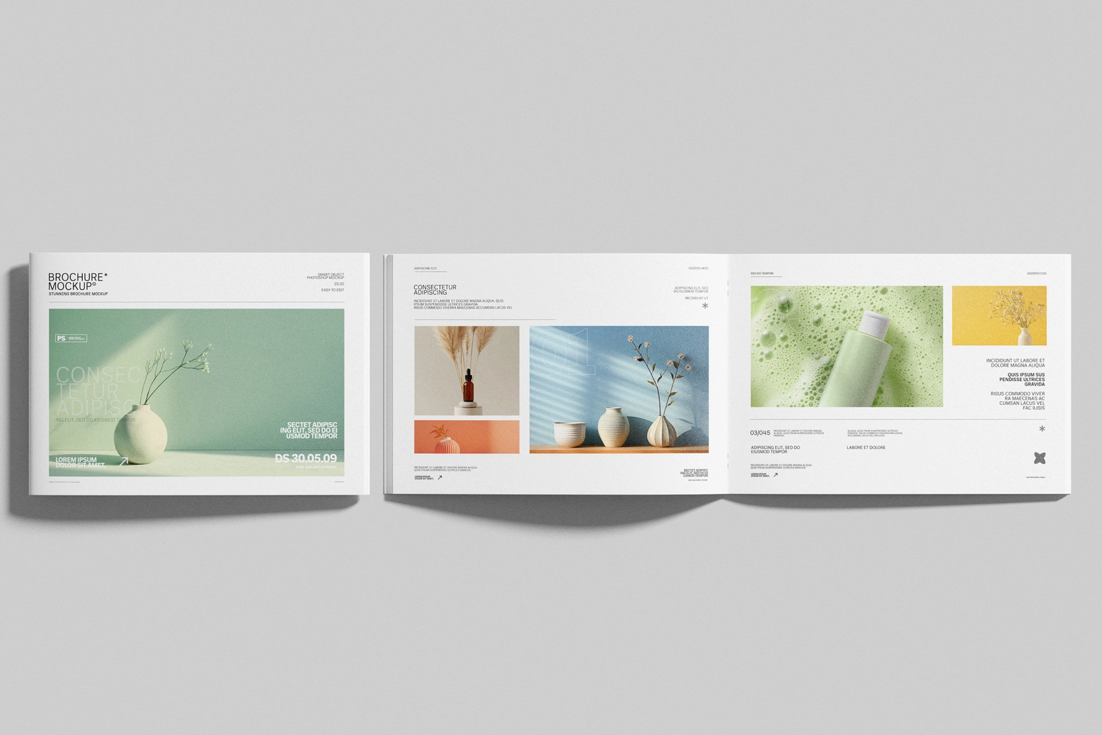 A4 Landscape Brochure Mockup with Cover and Inside Pages