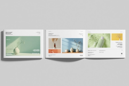 A4 Landscape Brochure Mockup with Cover and Inside Pages