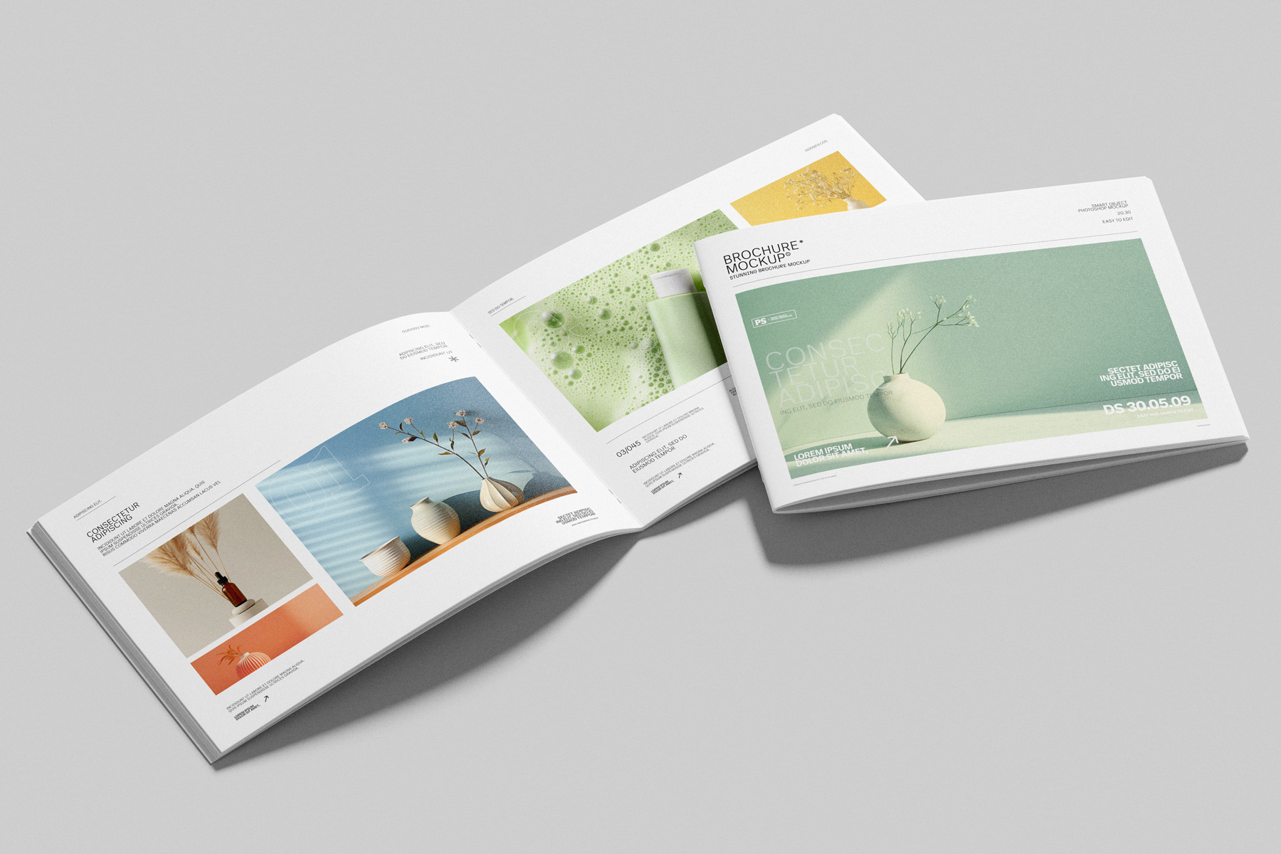Realistic A4 Landscape Brochure Mockup in Angled Perspective | Mockupnest