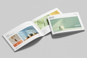 Realistic A4 Landscape Brochure Mockup in Angled Perspective