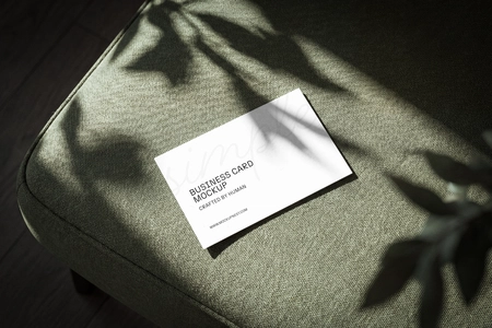Free Business Card Mockup On Sofa