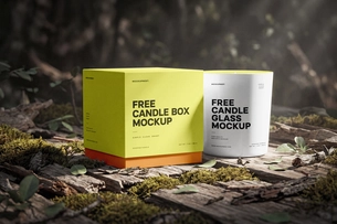 Free Candle Box Packaging Mockup