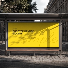 Free Simple Bus Stop Banner Mockup