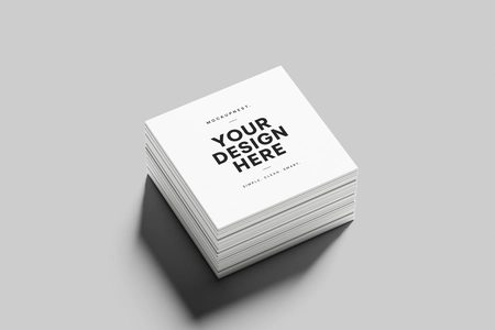 Free Square Business Card Mockup Stack