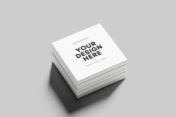 Free Square Business Card Mockup Stack
