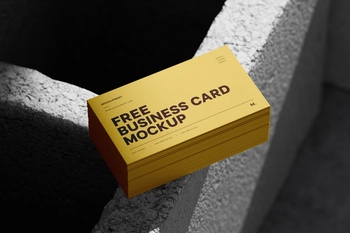 Free Stacked Visiting Card Mockup Bricks