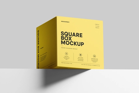 Square Product Box Mockup On Podium