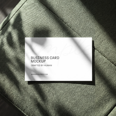 Free Business Card Mockup On Sofa From Top