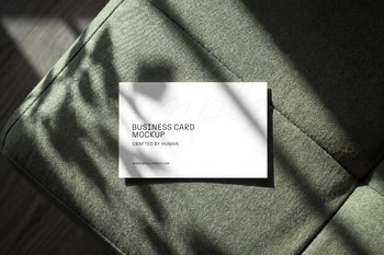 Free Business Card Mockup On Sofa From Top