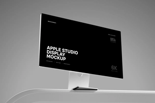 Minimal Apple Studio Display Mockup Angled View