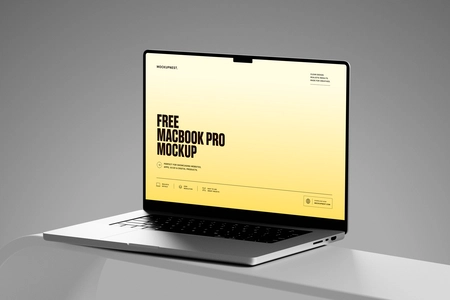 Free MacBook Pro Mockup Side Perspective