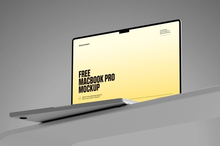 Free MacBook Pro Mockup Bottom Perspective