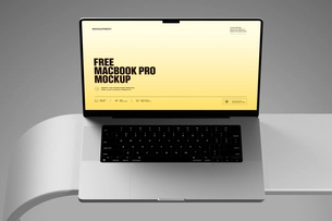 Free MacBook Pro Mockup Overhead View