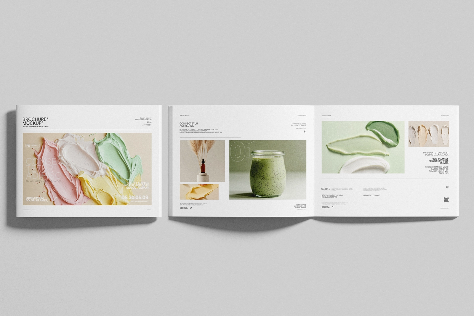 US Letter Landscape Brochure Mockup Cover and Open Pages