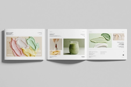 US Letter Landscape Brochure Mockup Cover and Open Pages