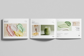 US Letter Landscape Brochure Mockup Cover and Open Pages